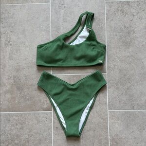 PINK Victoria's Secret Olive One-Shoulder Bikini